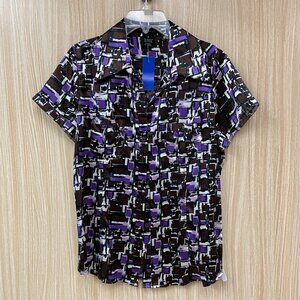 BCBGMaxAzria Purple Print Blouse Size M